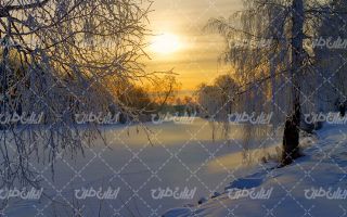 تصویر با کیفیت چشم انداز زیبای فصل زمستان به همراه برف و طبیعت