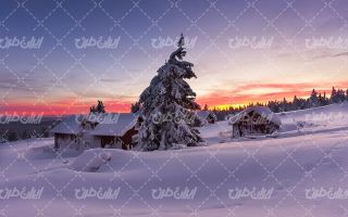 تصویر با کیفیت چشم انداز فصل زمستان به همراه برف و طبیعت برفی