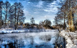 تصویر با کیفیت منظره زمستانی به همراه برف و طبیعت برفی