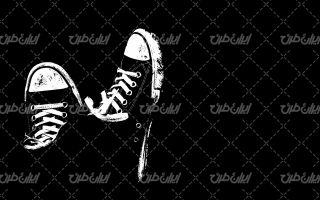 تصویر با کیفیت کفش کتونی همراه با تصویر زمینه و بک گراند