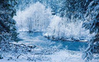 تصویر با کیفیت چشم انداز فصل زمستان به همراه برف و منظره برفی