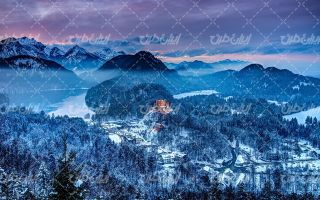 تصویر با کیفیت چشم انداز زیبای فصل زمستان همراه با منظره و طبیعت زیبا