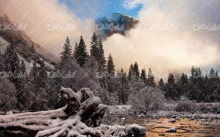 تصویر با کیفیت چشم انداز فصل زمستان همراه با منظره و طبیعت زیبا