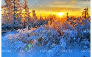 تصویر با کیفیت چشم انداز زیبای فصل زمستان همراه با منظره دیدنی و طبیعت زیبا