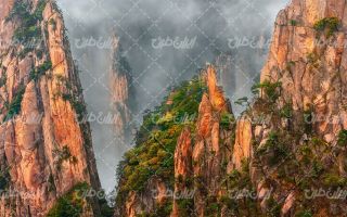 تصویر با کیفیت منظره صخره همراه با چشم انداز زیبایی طبیعت و درخت