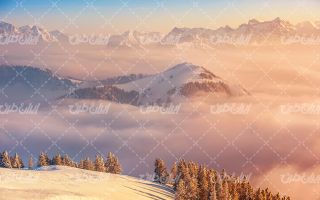 تصویر با کیفیت منظره زیبای زمستان همراه با فصل زمستان و برف