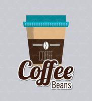 وکتور قهوه فنجان قرمز دانه های قهوه لیوان یکبار مصرف قهوه