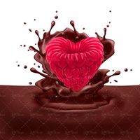 وکتور توت فرنگی قلب شکلات کاکائویی شیرینی