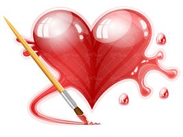 وکتور قلب رنگ روغن قلمو طراحی قلمو نقاشی