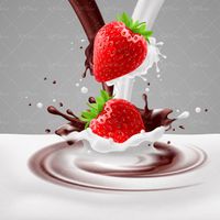 وکتور توت فرنگی تازه شیر شکلات شیر کاکائو لبنیات
