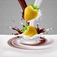 وکتور توت فرنگی تازه زرد شیر شکلات شیر کاکائو لبنیات
