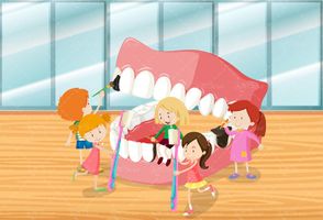 وکتور مولاژ دهان و دندان بهداشت دهان