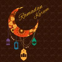وکتور ماه مبارک رمضان حلال ماه ستاره فانوس