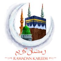 وکتور گنبد سبز گلدسته ماه رمضان خانه خدا
