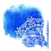 وکتور گنبد مسجد گلدسته گل و بوته تذهیب