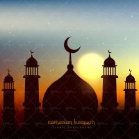 وکتور طرح اسلامی طرح مذهبی رمضان کریم غروب خورشید