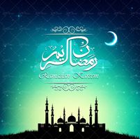 وکتور بک گراند مذهبی ماه ستاره حلال ماه حرم مسجد