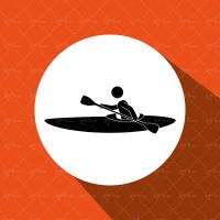 وکتور ورزش های آبی قایق تکنفره کایاک سواری قایق سواری در آب های خروشان