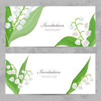 وکتور کارت دعوت کارت عروسی گل و بوته کارت تبریک کارت پستال گل سفید برگ سبز