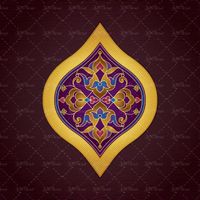 وکتور تصویر سنتی زینتی و اسلیمی تذهیب طلایی