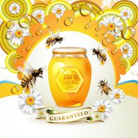 وکتور لوگو تولید عسل وکتور زنبور عسل وکتور لوگو عسل 100 درصد طبیعی40