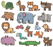 وکتور نقاشی کودکانه حیوانات وکتور تمساح وکتور فیل