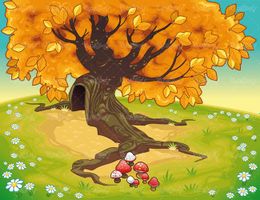 وکتور نقاشی وکتور نقاشی کودکانه وکتور منظره درخت پاییزی