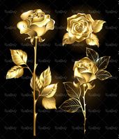 وکتور گل طلایی وکتور شاخه گل تزئینی وکتور گل رز طلایی