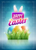 وکتور تخم مرغ رنگی, وکتور سبزه, وکتور طرح جشن عید پاک , وکتور گوش خرگوش1