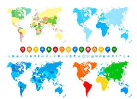 وکتور نقشه گرافیکی دنیا وکتور نقشه رنگی جهان