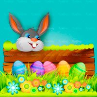 وکتور خرگوش وکتور تخم مرغ رنگی