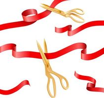 وکتو روبان قرمز وکتور قیچی
