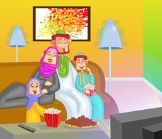 وکتور خانواده عرب وکتور تماشای تلویزیون