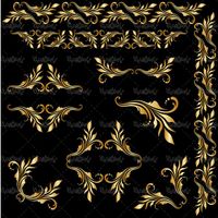 وکتور حاشیه گل طلایی