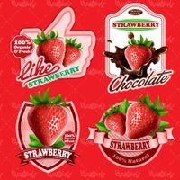 Strawberry label vector