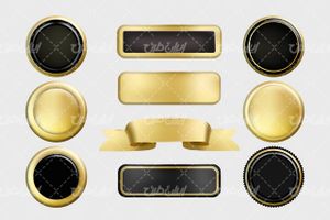 وکتور برداری لیبل گرافیکی دایره ای همراه با برچسب رنگی