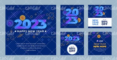 وکتور برداری طرح گرافیکی خام با طرح سال نو میلادی و لیبل