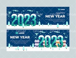 وکتور برداری طرح گرافیکی خام با طرح سال نو میلادی و لیبل