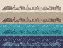 وکتور برداری سیاه قلم شهر به همراه شهرهای سیاه قلم