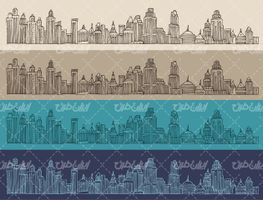 وکتور برداری سیاه قلم شهر به همراه شهرهای سیاه قلم