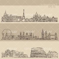 وکتور برداری سیاه قلم شهر به همراه شهرهای سیاه قلم