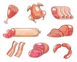 وکتور برداری فرآورده های گوشتی همراه با گوشت و محصولات پروتئینی