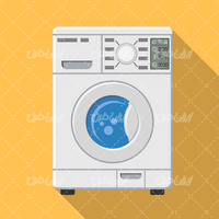 وکتور برداری ماشین لباسشویی همراه با لوازم خانگی هوشمند و لوازم خانگی