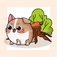 وکتور برداری همستر به همراه هویج و برگ