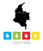 وکتور برداری نقشه کلومبیا همراه با نقشه کشورها و نقشه