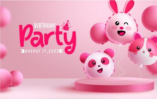 وکتور برداری جشن تولد همراه با خرس کارتونی و برنامه کودک