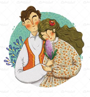 طرح تصویر سازی عید نوروز و زوج ایرانی