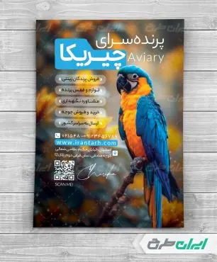 طرح لایه باز تراکت پرنده فروشی
