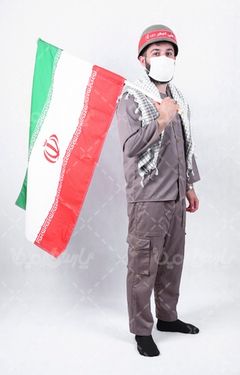 عکس سرباز ایرانی با پرچم