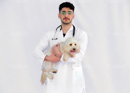 عکس با کیفیت دامپزشک ایرانی با سگ